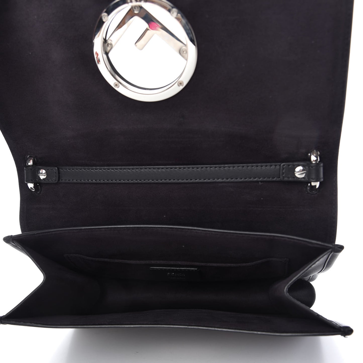 Vitello Century Velvet F is Fendi FF Kan I Shoulder Bag Black Tobacco