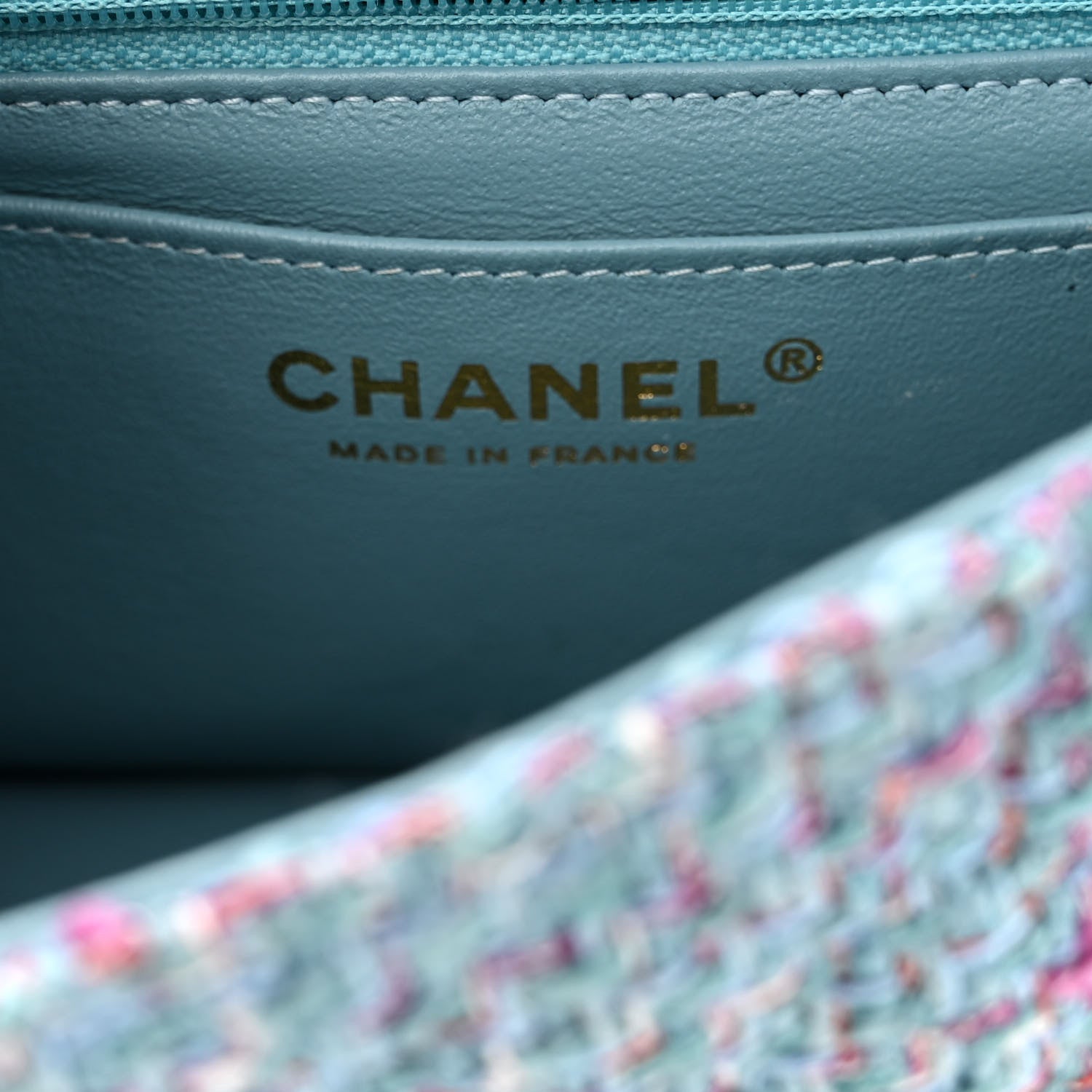 Chanel Tweed Quilted Mini Rectangular Flap Turquoise Purple White Red 6 of 11