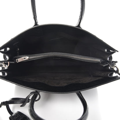 Saint Laurent Calfskin Crocodile Embossed Small Supple Sac de Jour Black 6 of 8