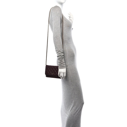 Chanel Lambskin Quilted Wallet On Chain WOC Burgundy 2 of 14