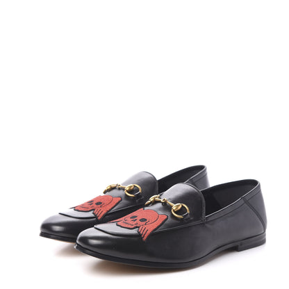 Gucci Lambskin Skull Embroidered Mens Brixton Horsebit Loafers 9 Black 3 of 9