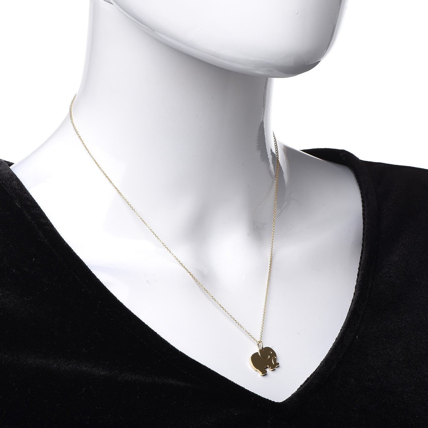 Tiffany 18K Yellow Gold Elephant Never Forgets Pendant Necklace 2 of 8