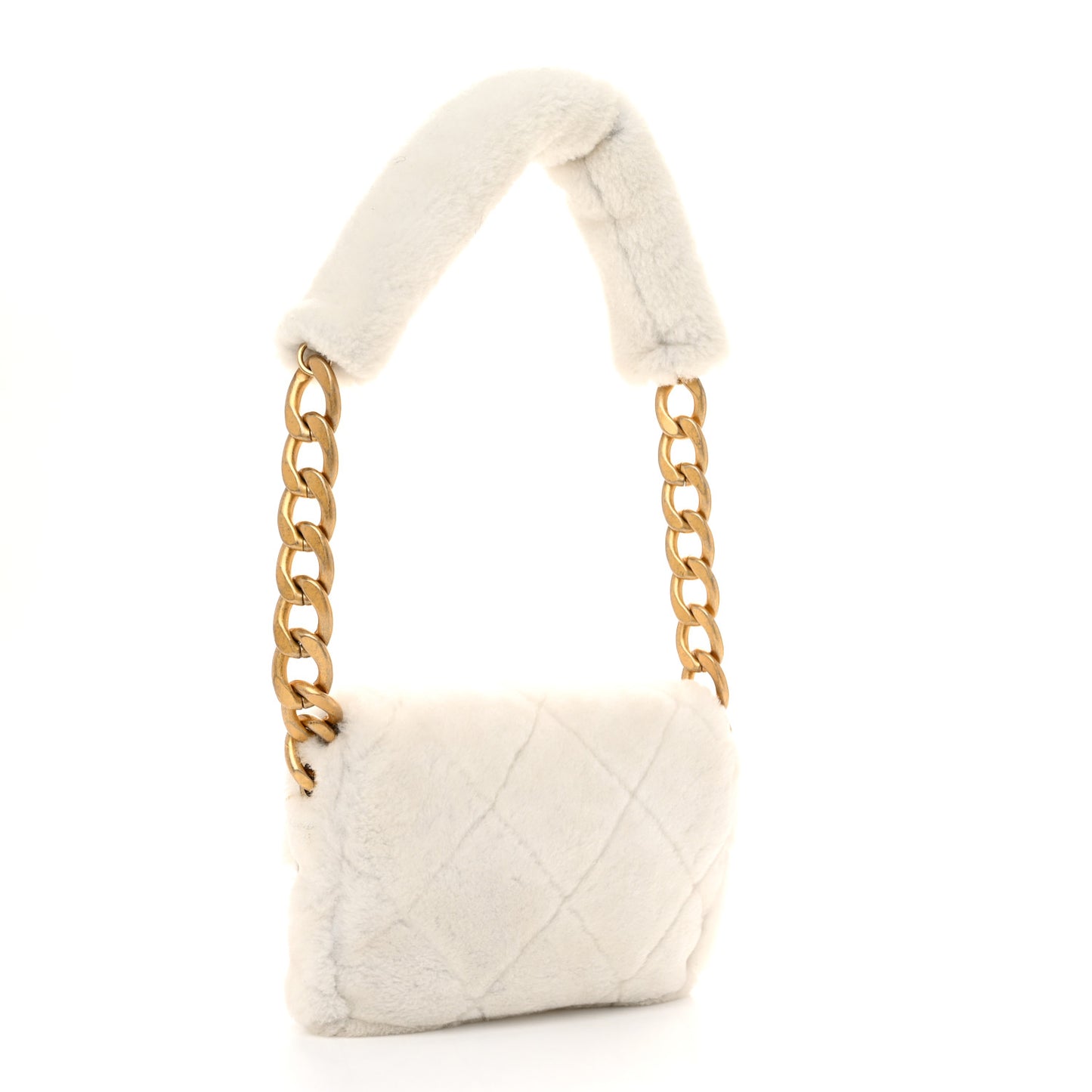 Shearling Quilted Single Flap White