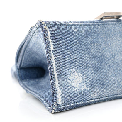 Balenciaga Nappa Denim Printed Small Hourglass Top Handle Bag Denim Blue 8 of 9