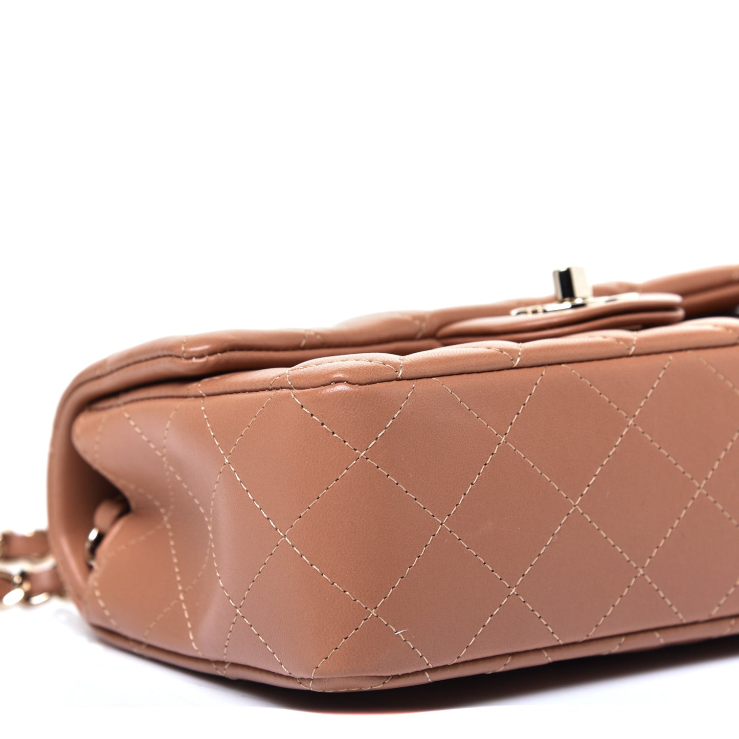 Lambskin Quilted Mini Rectangular Flap Brown