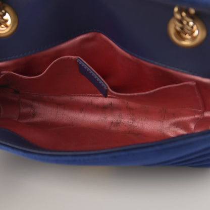 Gucci Velvet Matelasse Mini GG Marmont Shoulder Bag Cobalt Blue 5 of 11