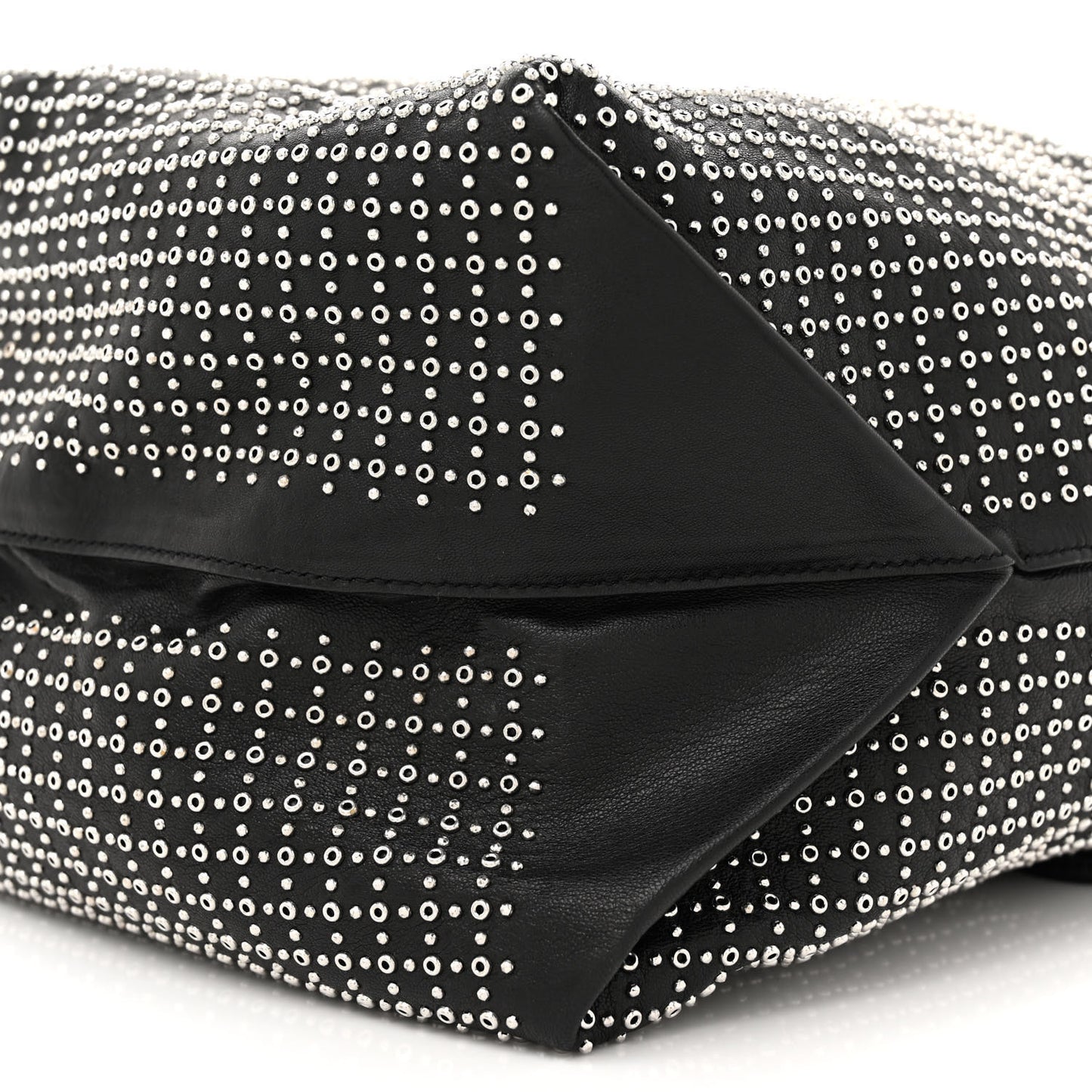 Lambskin Studded Drawstring Bag Black