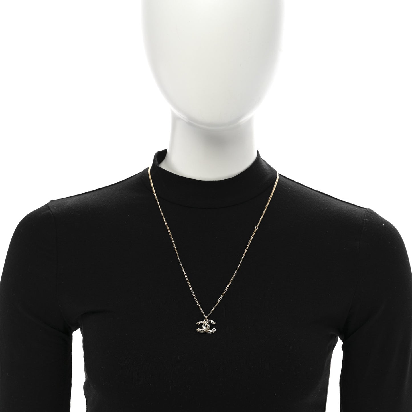 Baguette Crystal CC Necklace Light Gold Black