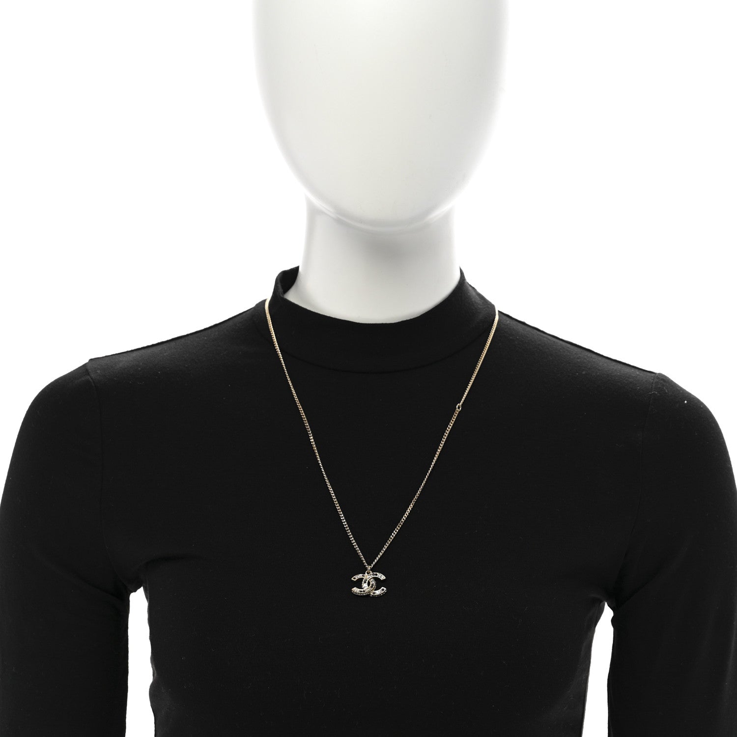 Chanel Baguette Crystal CC Necklace Light Gold Black 2 of 6