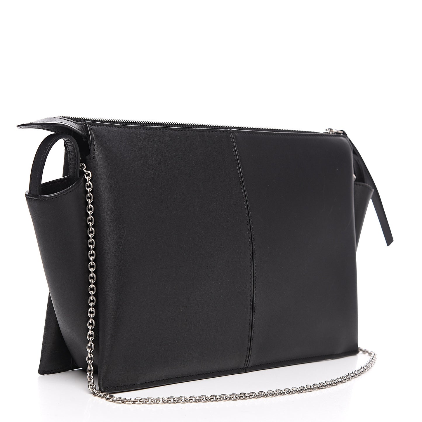 Supple Natural Calfskin Tri-Fold Clutch Black