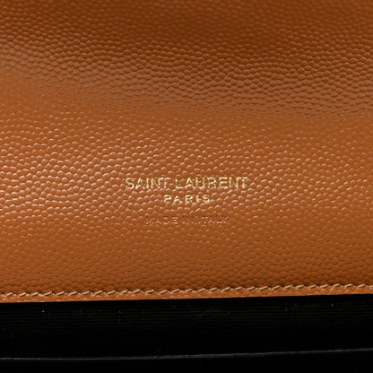 Saint Laurent Grain De Poudre Matelasse Chevron Monogram Cassandre Flap Pouch Natural Dark 6 of 8