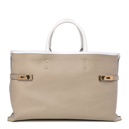 Chloe Grained Calfskin Large Charlotte Tote Motty Grey White 1 of 9