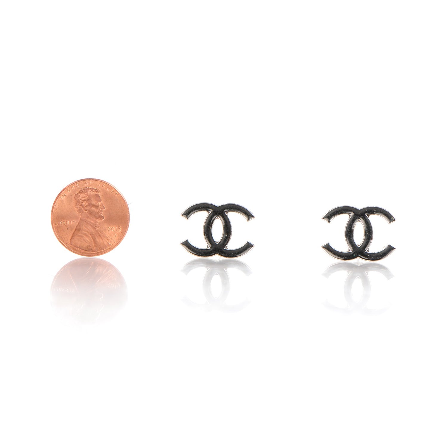 Enamel CC Earrings Black Silver