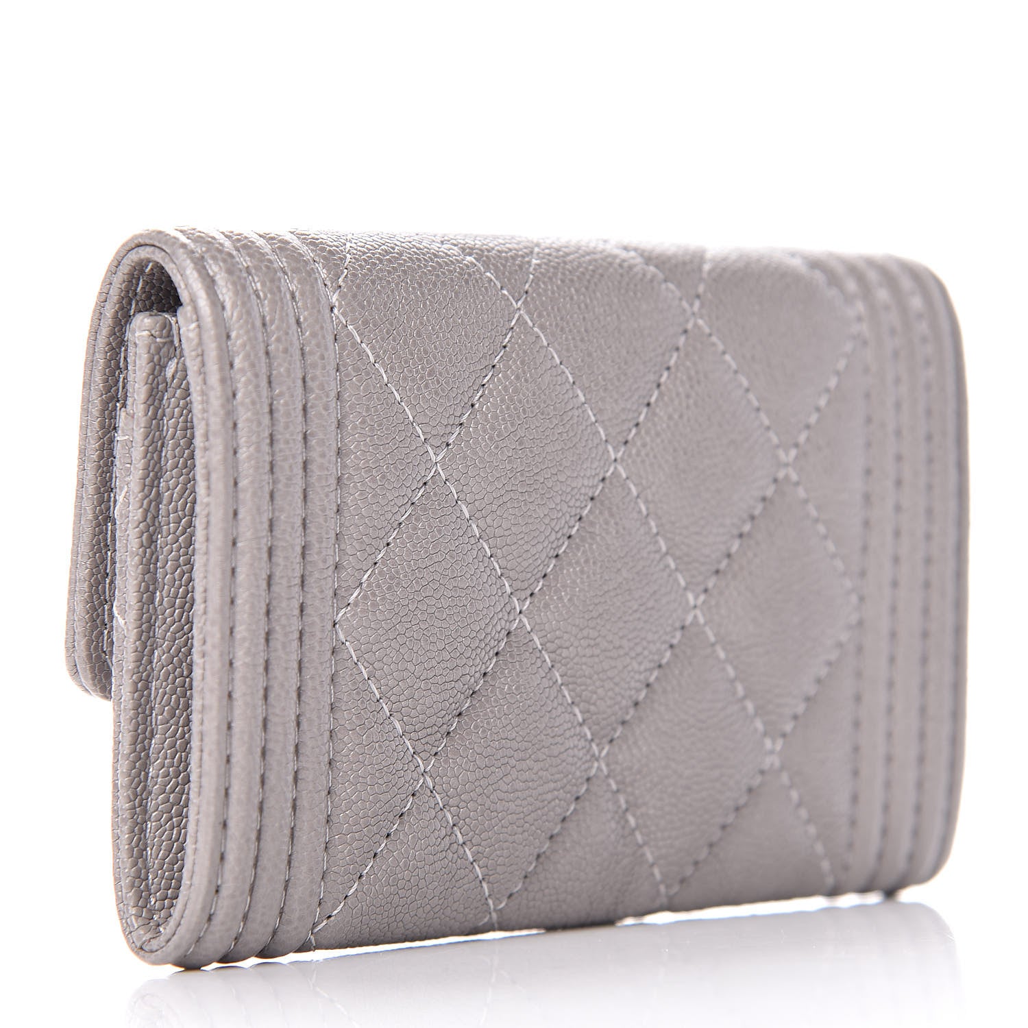 Chanel Caviar Quilted Boy Card Holder Wallet Grey 3 of 11