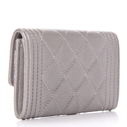 Chanel Caviar Quilted Boy Card Holder Wallet Grey 3 of 11