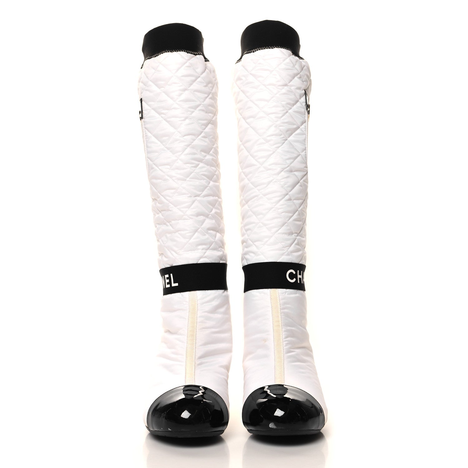 Chanel Mixed Fibers Lambskin Patent Calfskin Convertible High Boots 37.5 White 3 of 12