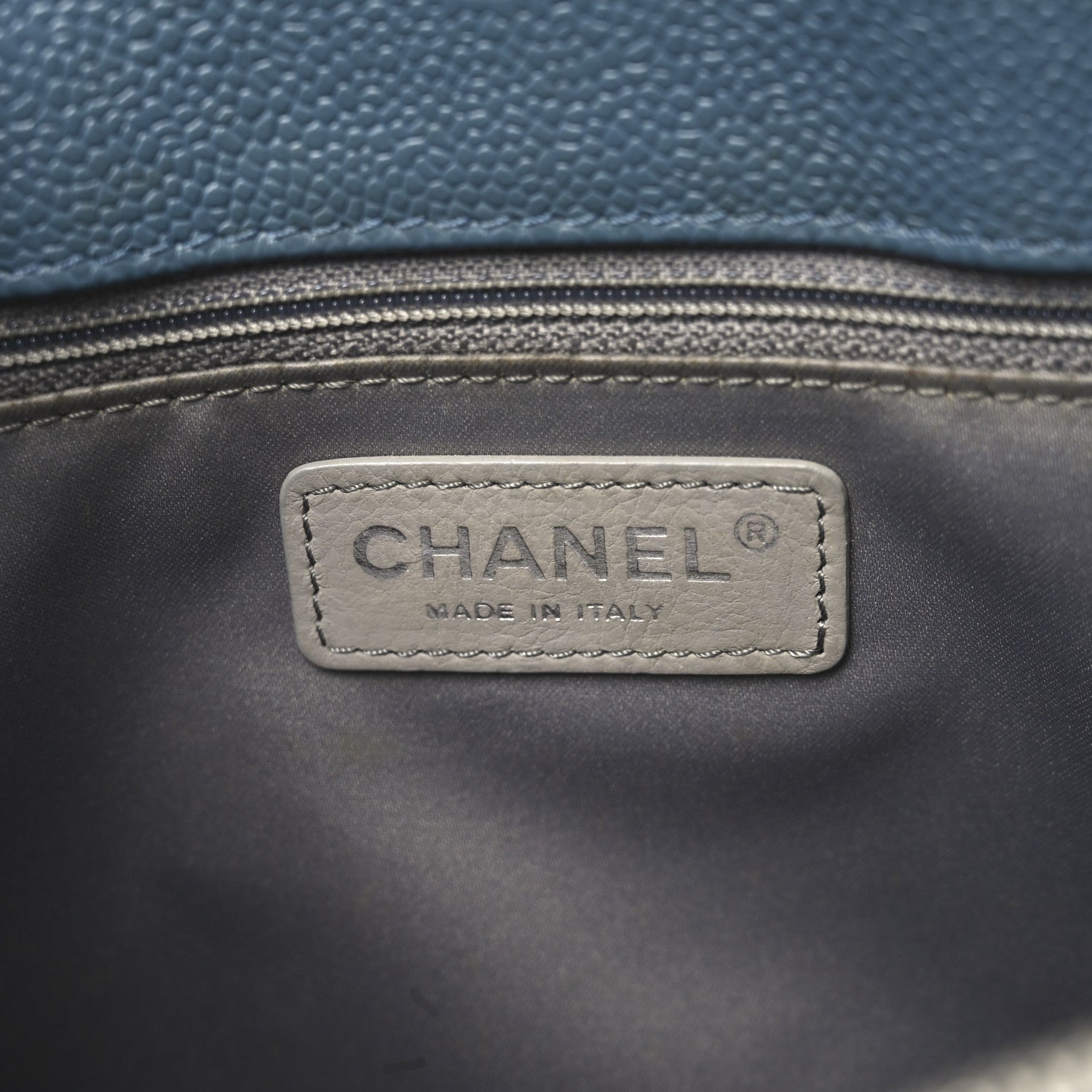 Chanel Caviar Quilted Grand Shopping Tote GST Dark Blue 6 of 10