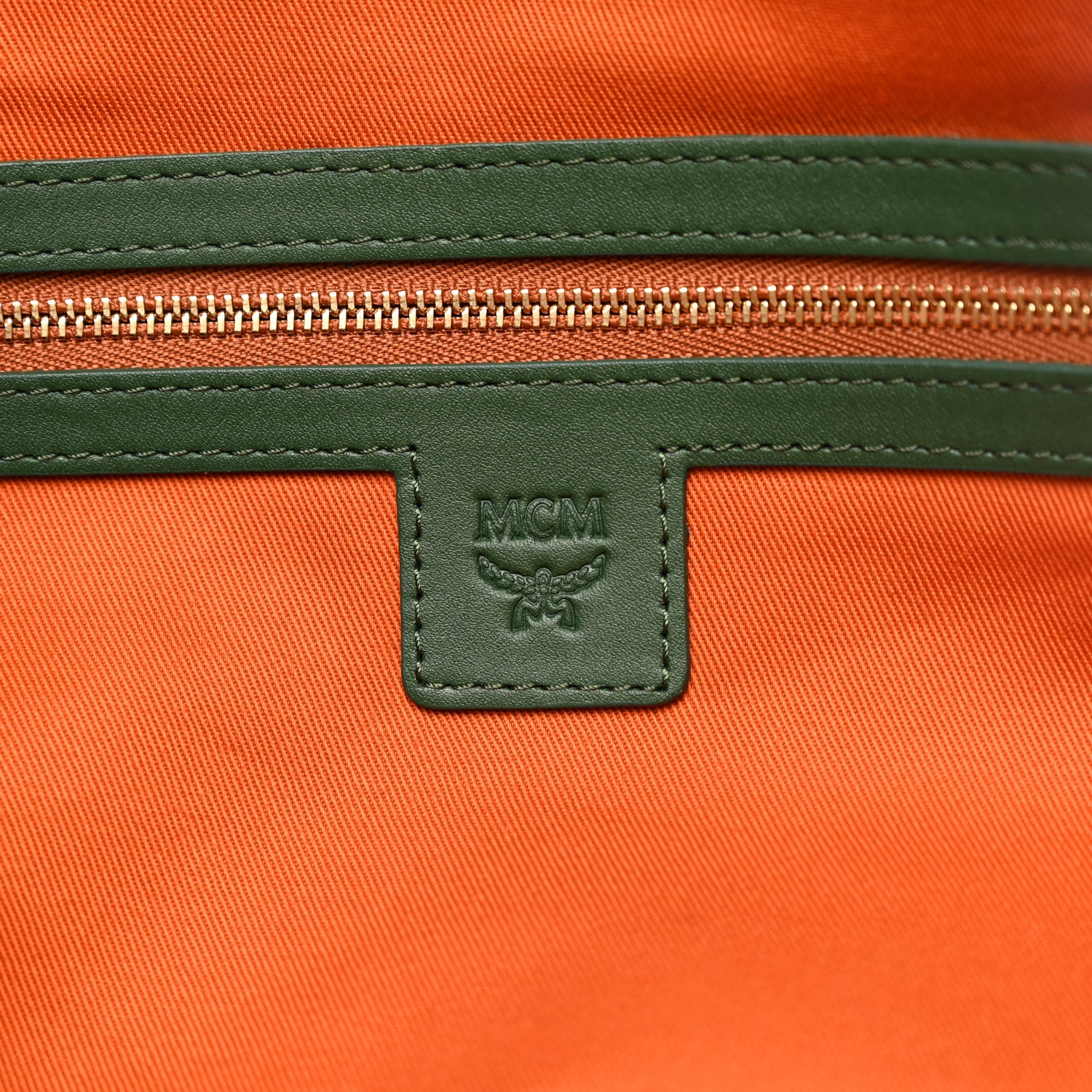 MCM Visetos Medium Traveler Weekender Duffle Bag Cognac Green 5 of 9