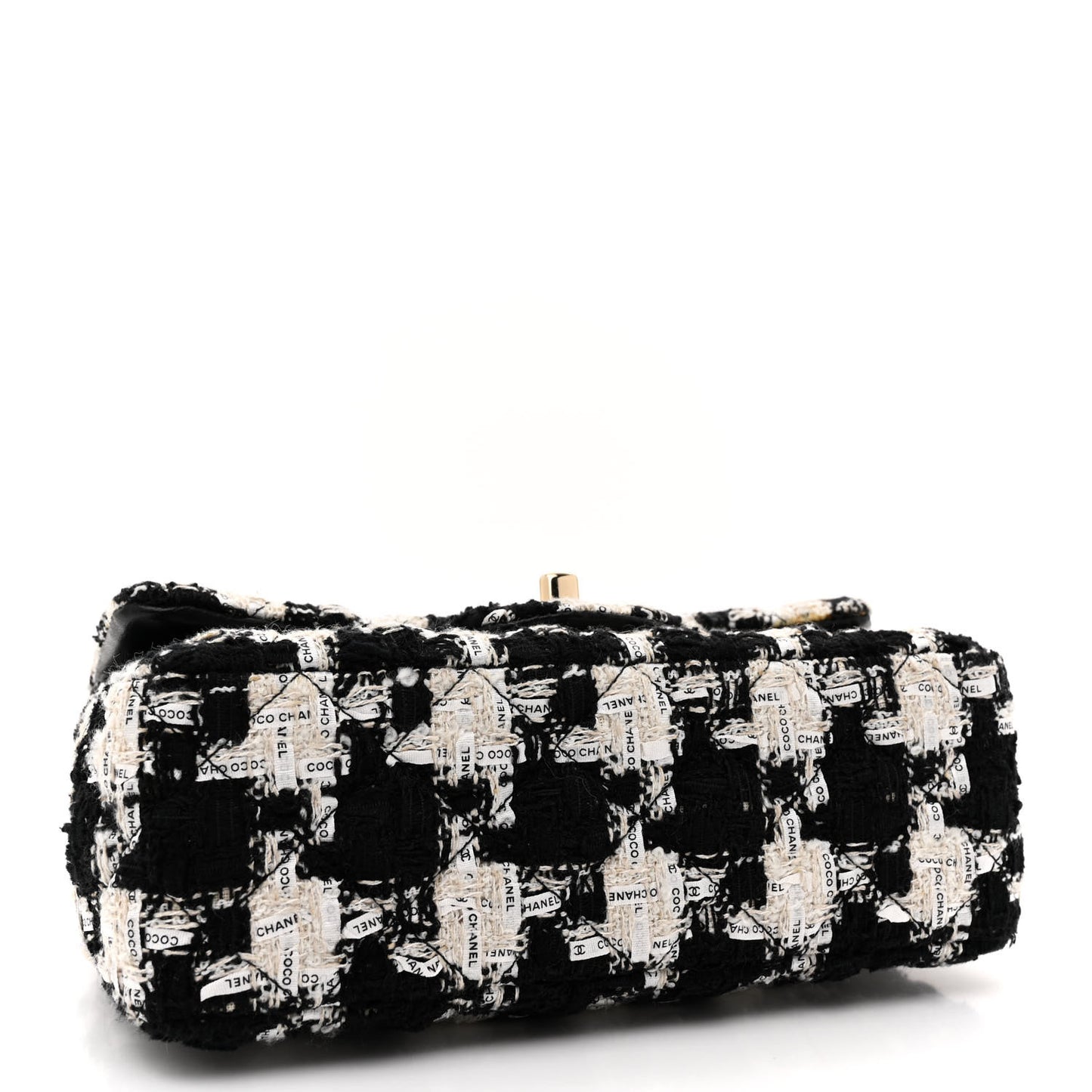 Tweed Quilted Mini Rectangular Flap Black Ecru White