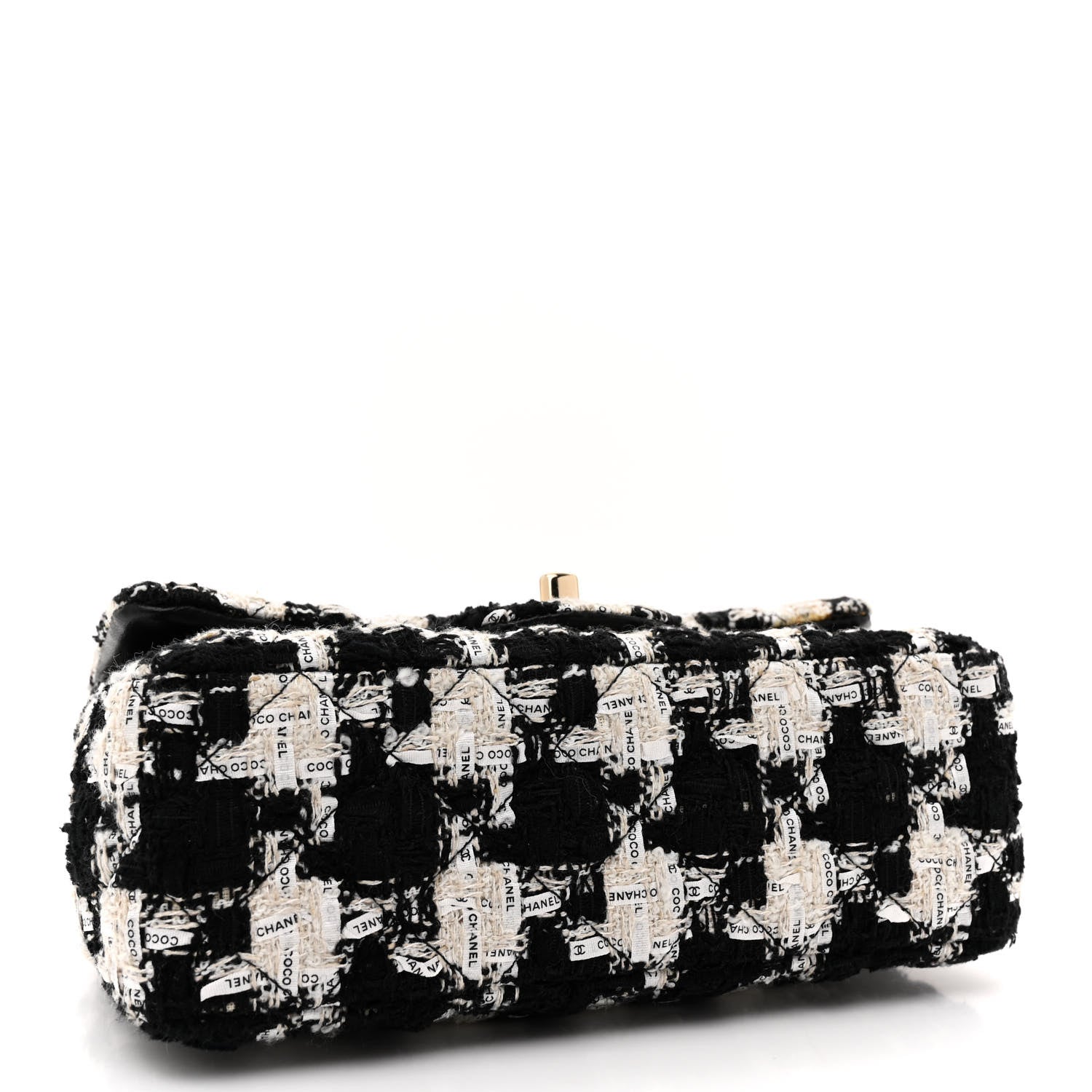 Chanel Tweed Quilted Mini Rectangular Flap Black Ecru White 4 of 11