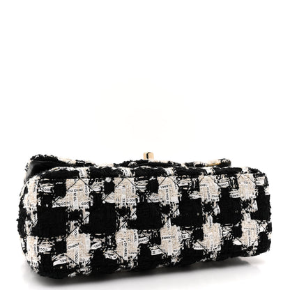 Chanel Tweed Quilted Mini Rectangular Flap Black Ecru White 4 of 11