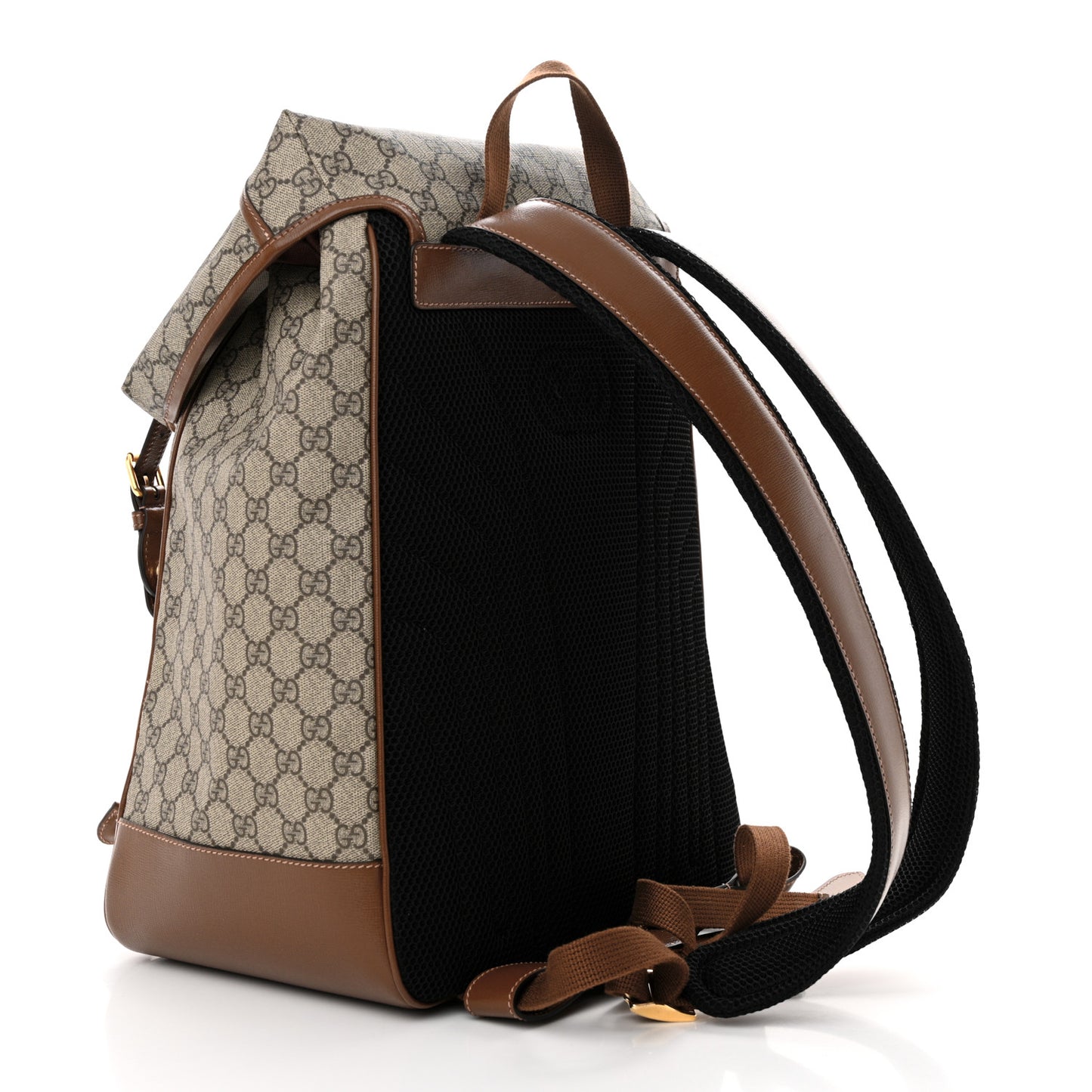 GG Supreme Monogram Azalea Calfskin Medium Retro Interlocking G Buckle Backpack Beige Ebony Brown Sugar
