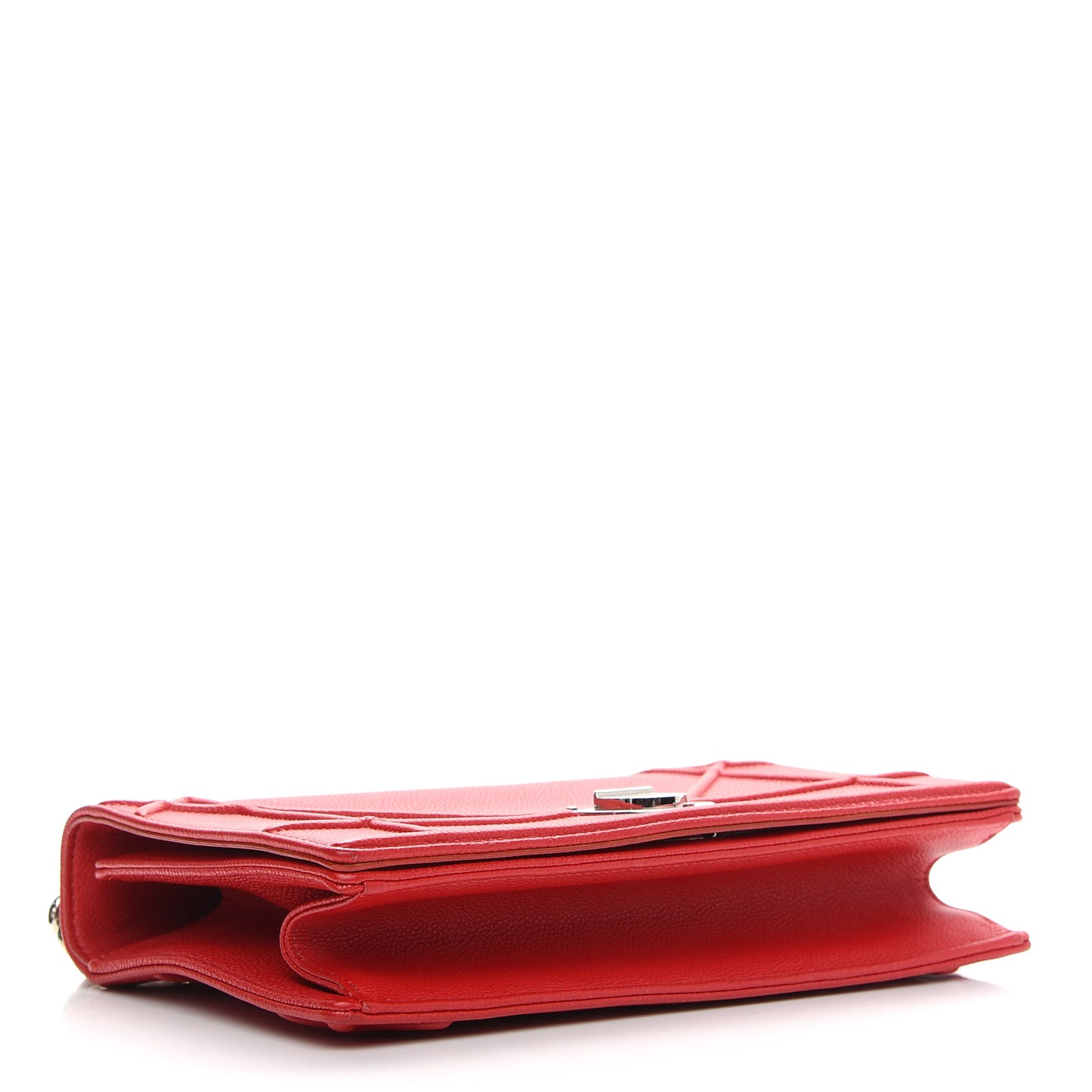 Grained Calfskin Medium Diorama Flap Bag Red