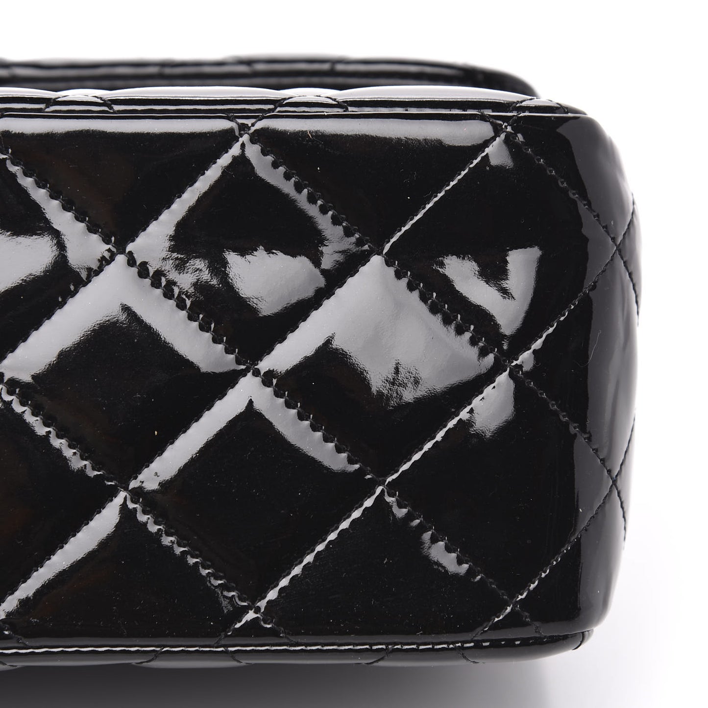 Patent Quilted Jumbo Double Flap Black