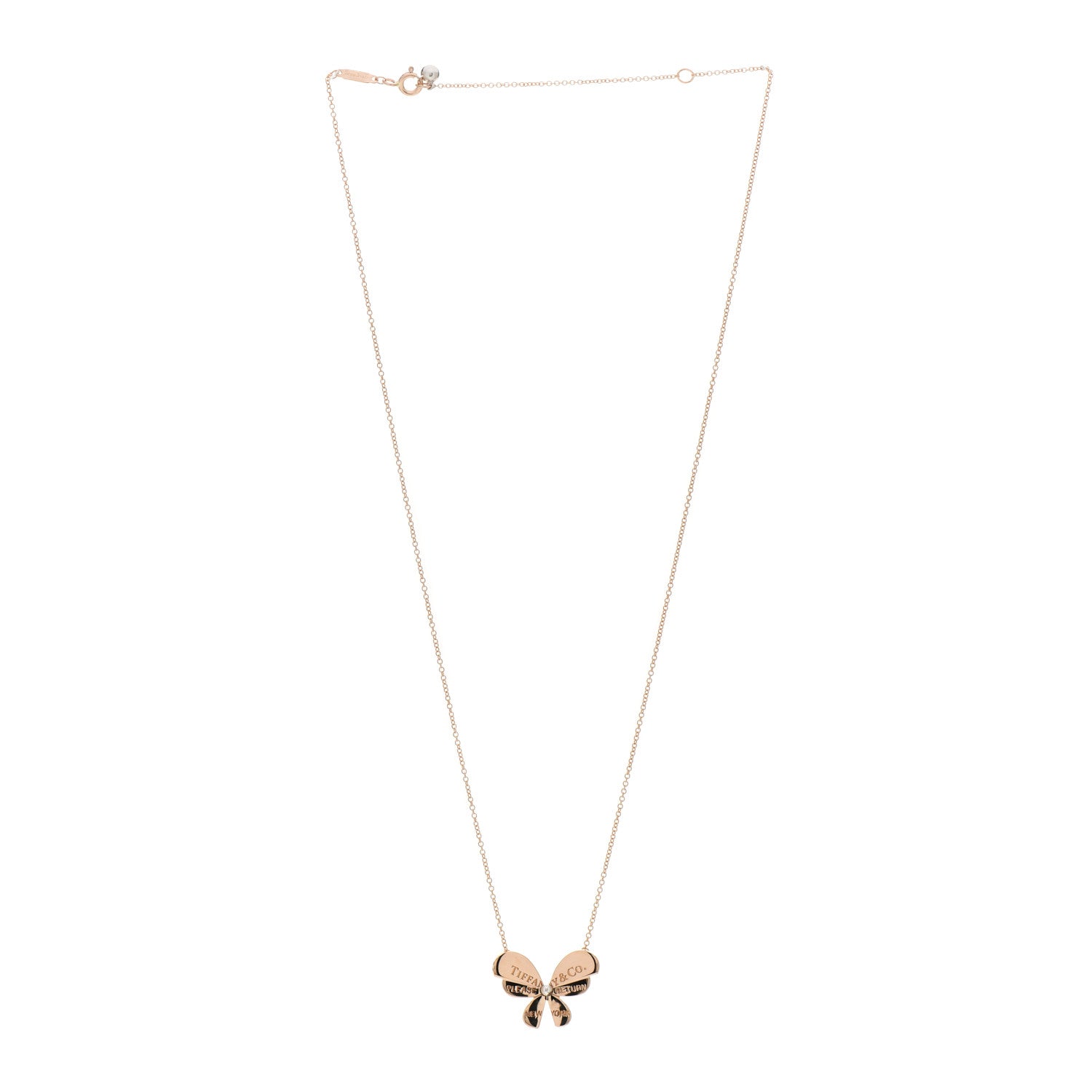 Tiffany 18K Rose Gold Sterling Silver Return to Tiffany Love Bugs Butterfly Pendant Necklace 3 of 5