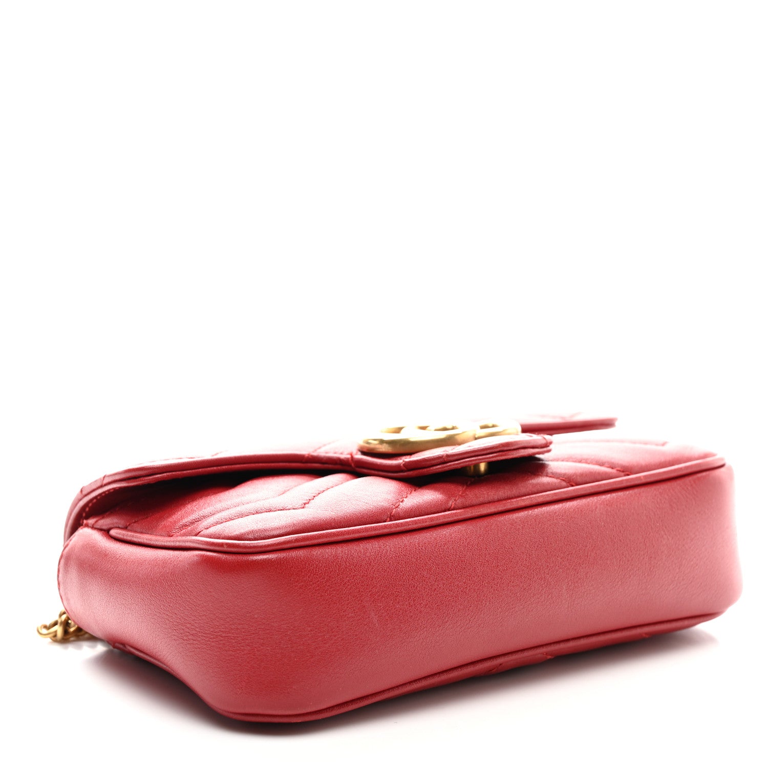 Gucci Calfskin Matelasse Super Mini GG Marmont Shoulder Bag Hibiscus Red 4 of 10