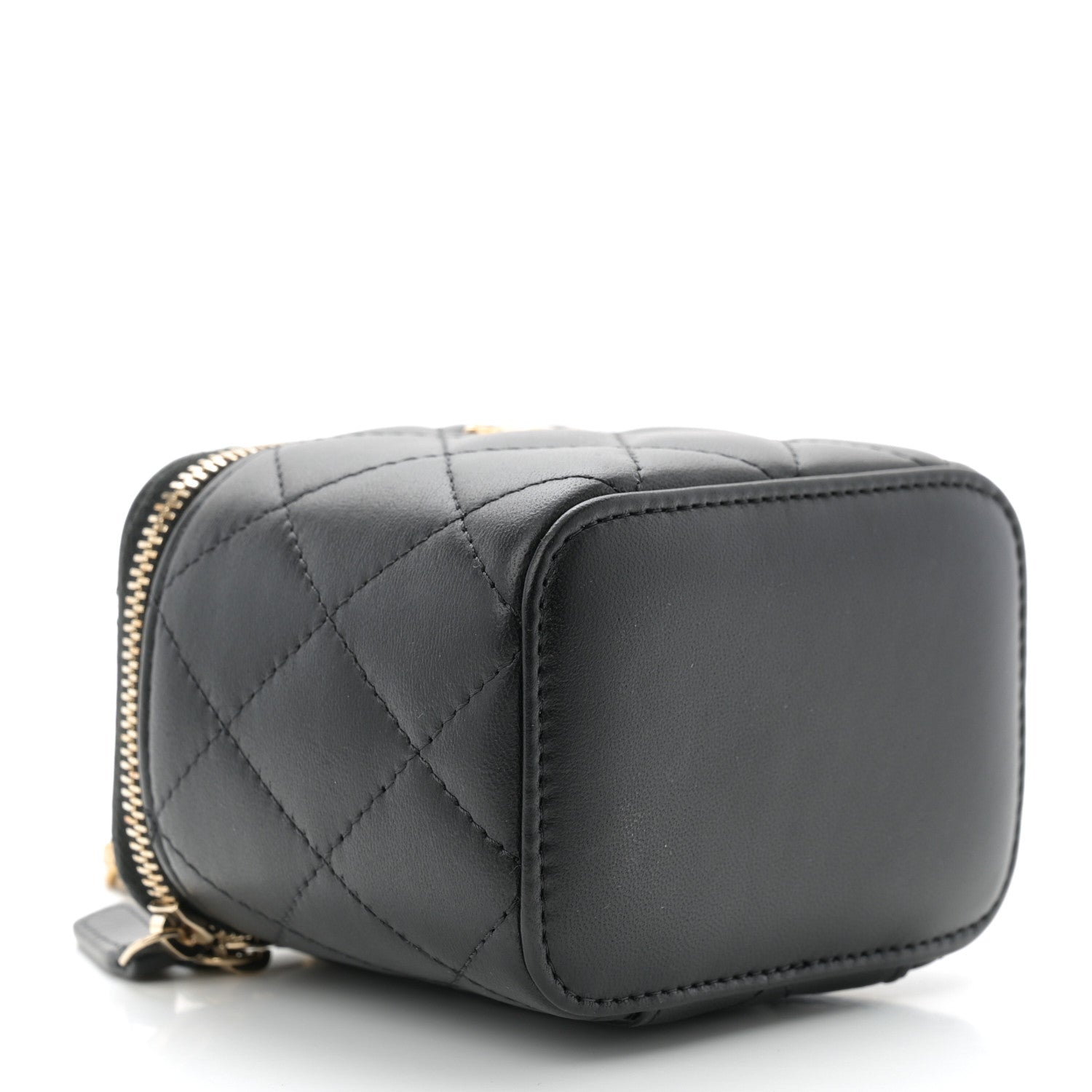Chanel Lambskin Quilted Mini Pearl Crush Vanity Case With Chain Black 4 of 10