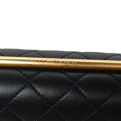 Chanel Lambskin Quilted La Parisienne Top Handle Flap Dark Blue 10 of 11