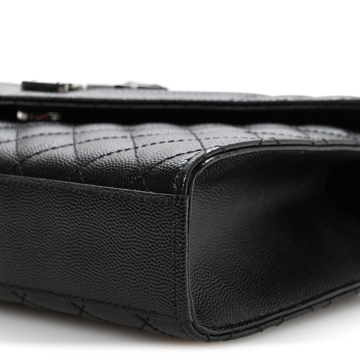 Grain De Poudre Textured Mixed Matelasse Triquilt Medium Monogram Satchel Black