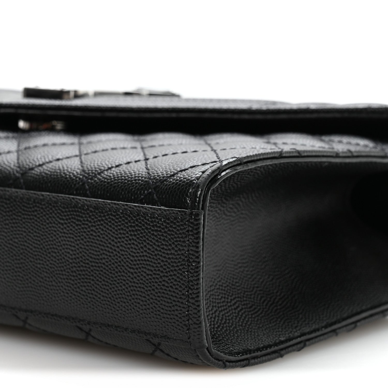 Saint Laurent Grain De Poudre Textured Mixed Matelasse Triquilt Medium Monogram Satchel Black 10 of 11