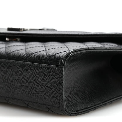 Saint Laurent Grain De Poudre Textured Mixed Matelasse Triquilt Medium Monogram Satchel Black 10 of 11