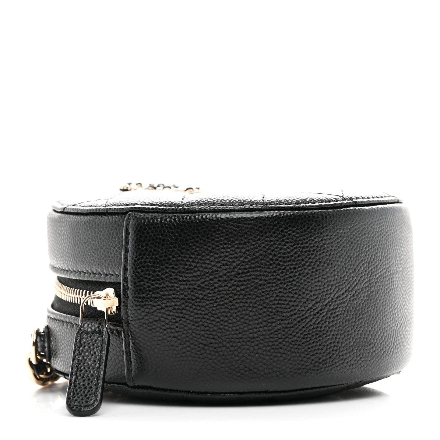 Caviar Quilted Crystal CC Round Clutch With Chain Black