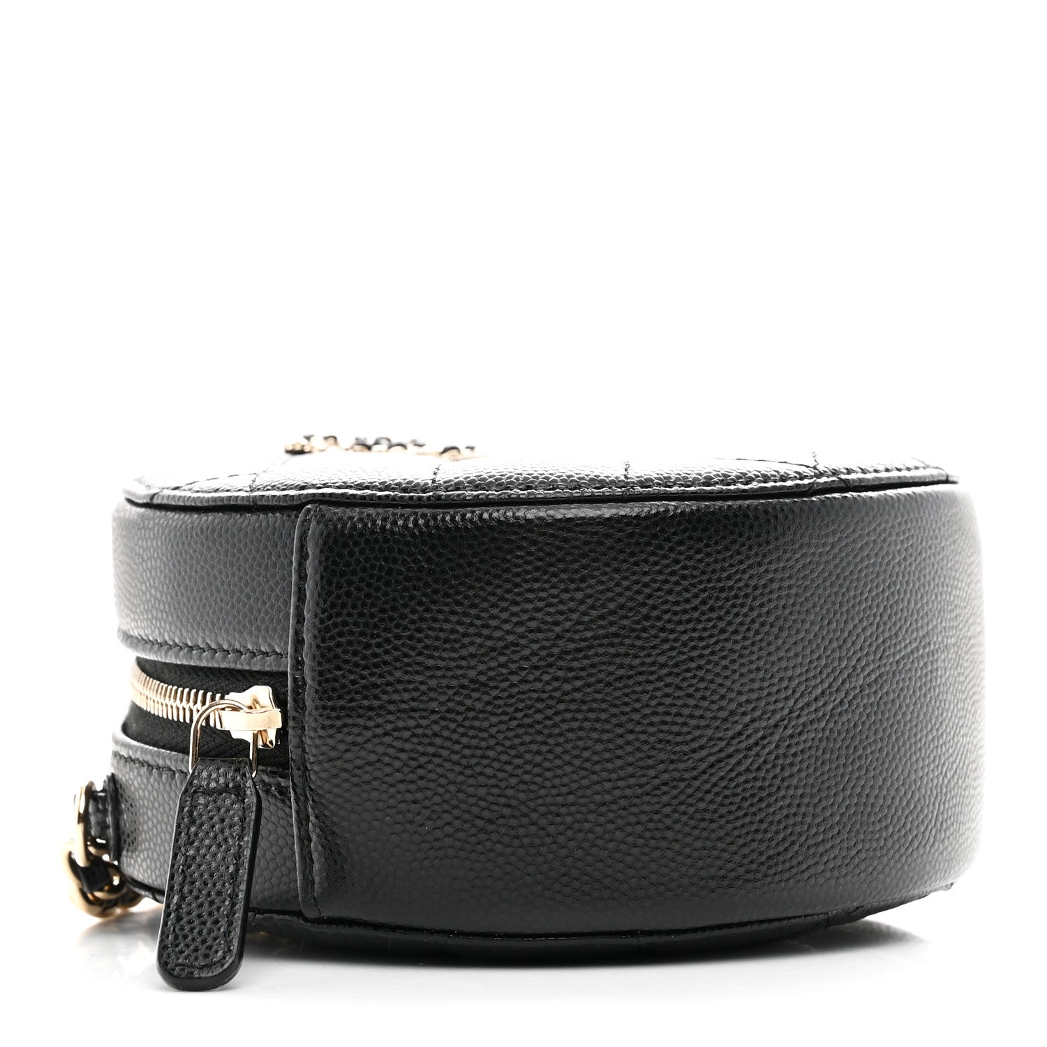 Chanel Caviar Quilted Crystal CC Round Clutch With Chain Black 4 of 10
