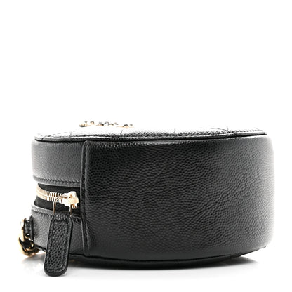 Chanel Caviar Quilted Crystal CC Round Clutch With Chain Black 4 of 10