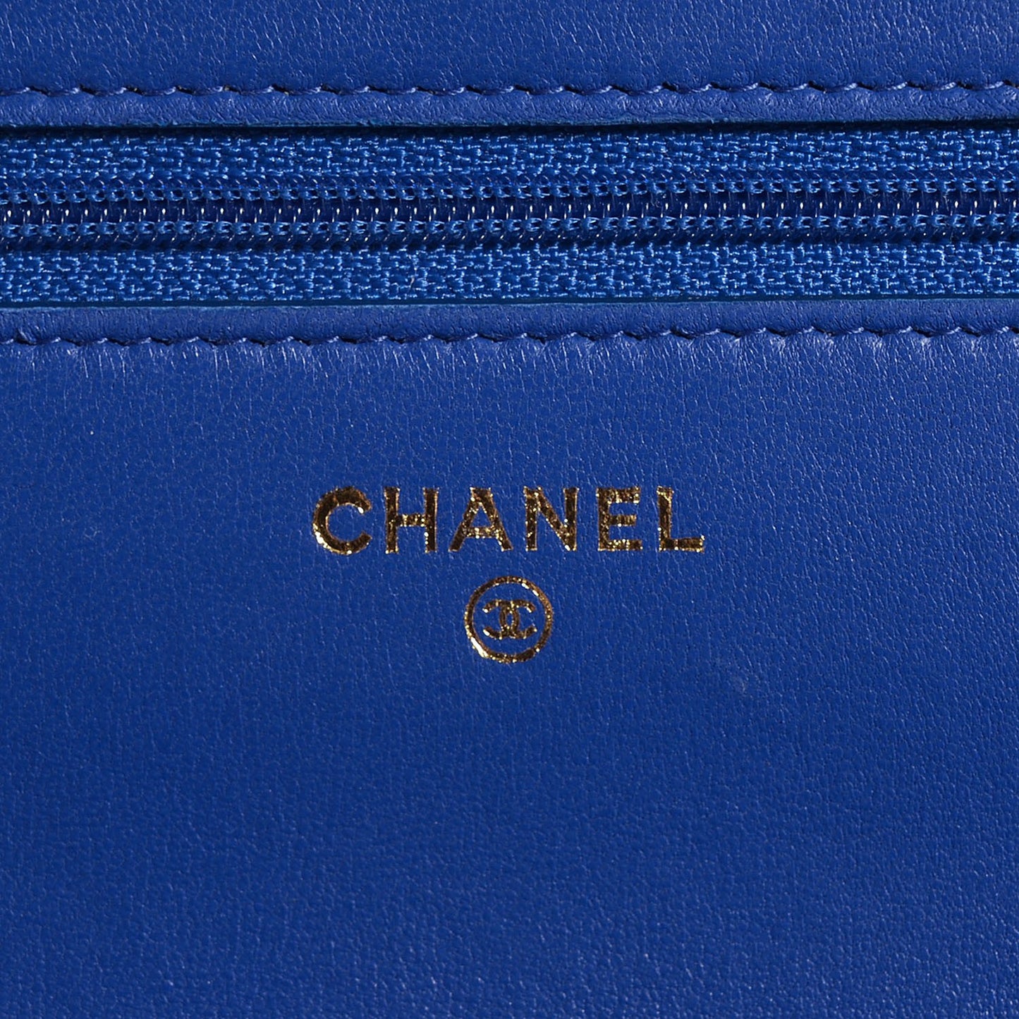 Lambskin Quilted Wallet On Chain WOC Dark Blue