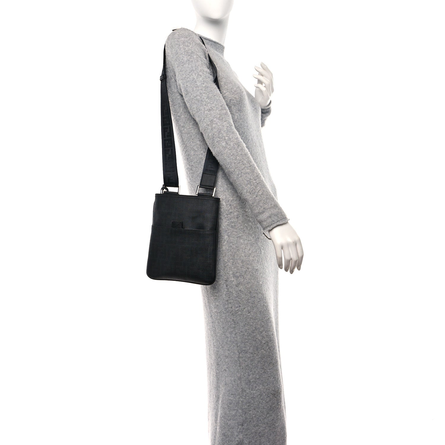 Fendi Zucca Spalmati Messenger Bag Black 2 of 10