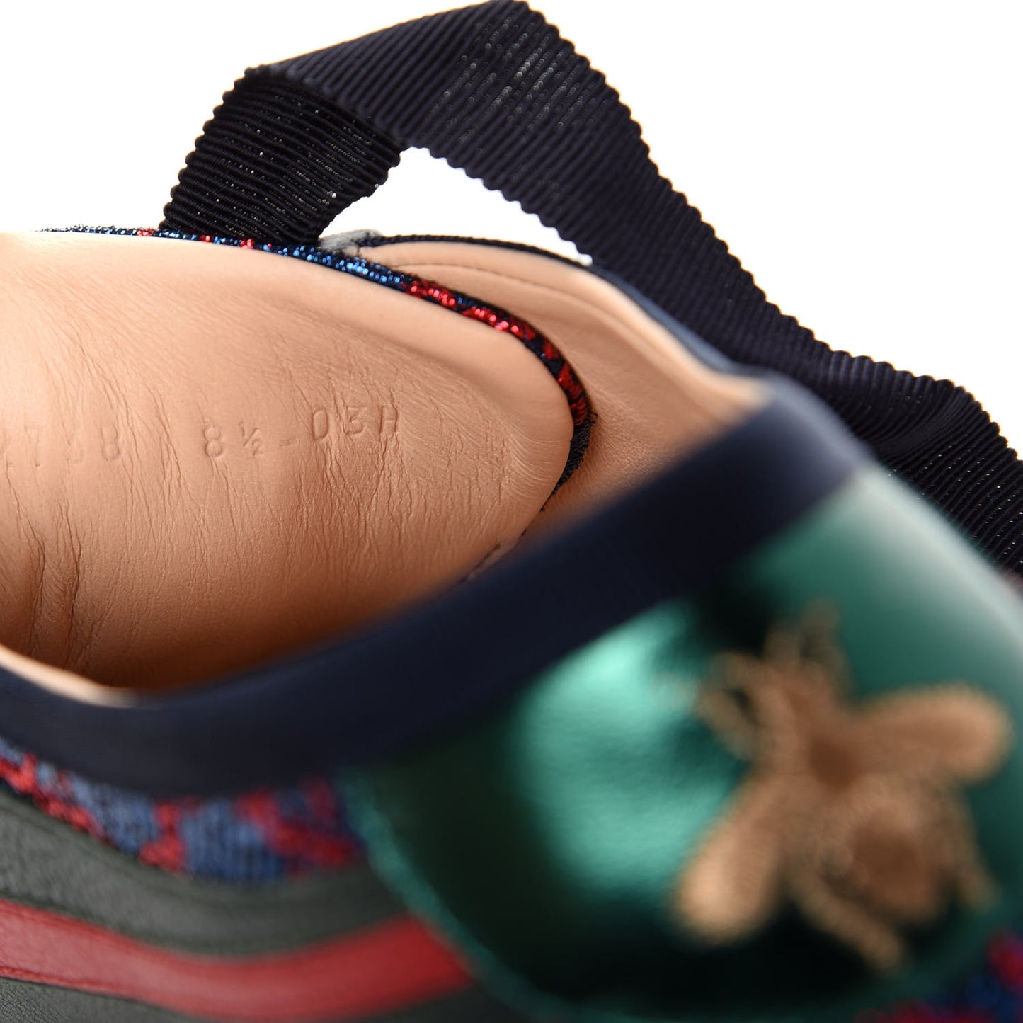 Lurex Calfskin Web GG Monogram Mens Falacer Sneakers 8.5 Iridescent Blue Iridescent Red Silver