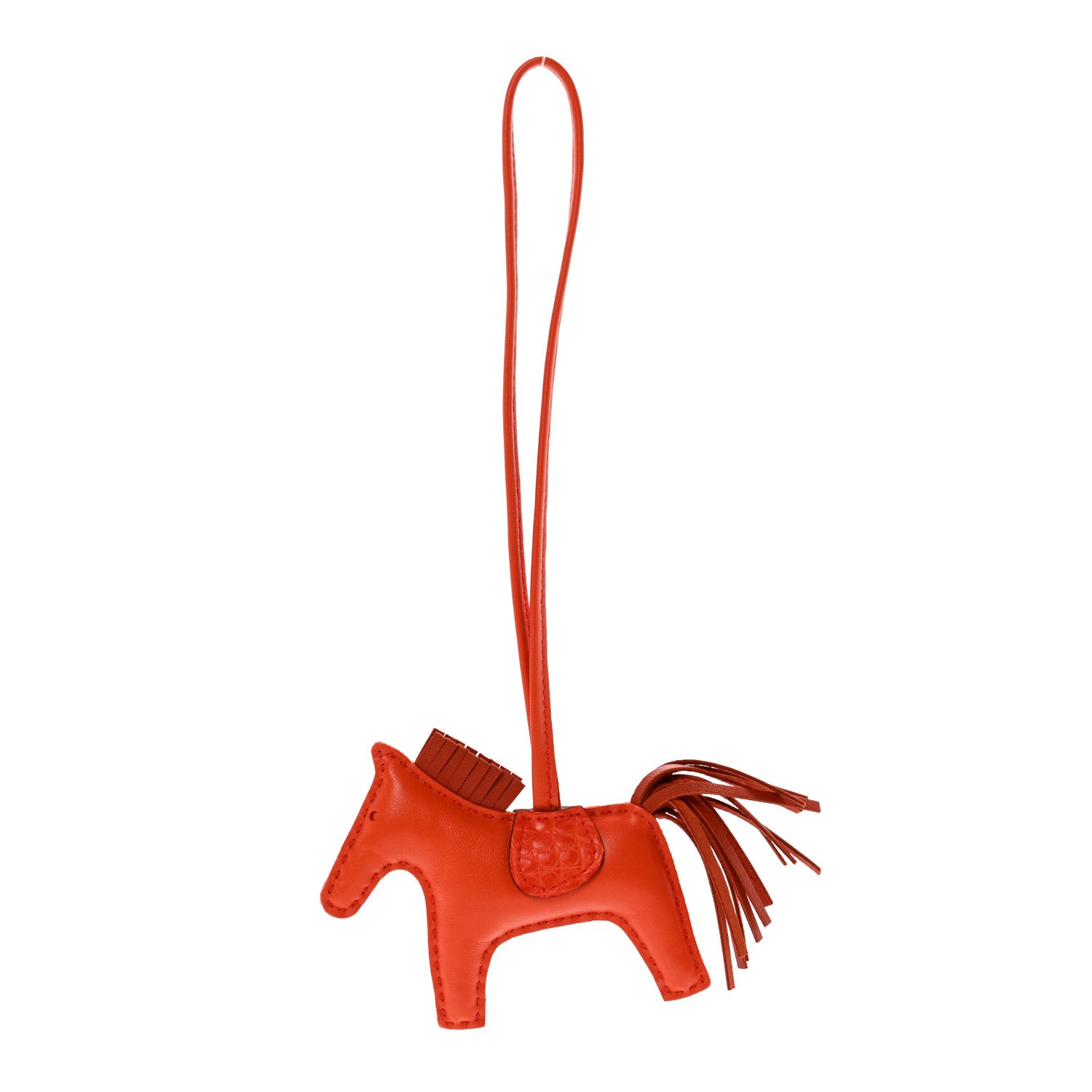 Hermes Milo Lambskin Matte Alligator Touch Grigri Rodeo Horse Bag Charm PM Orange Poppy Cornaline 1 of 5