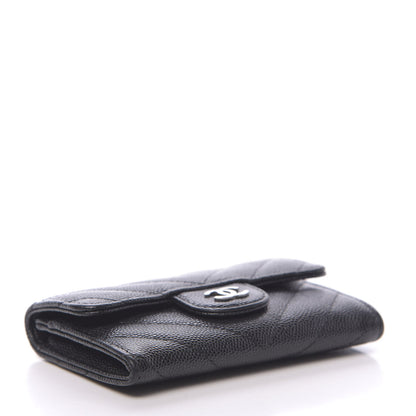 Chanel Caviar Chevron Quilted Flap Card Holder Black 4 of 9