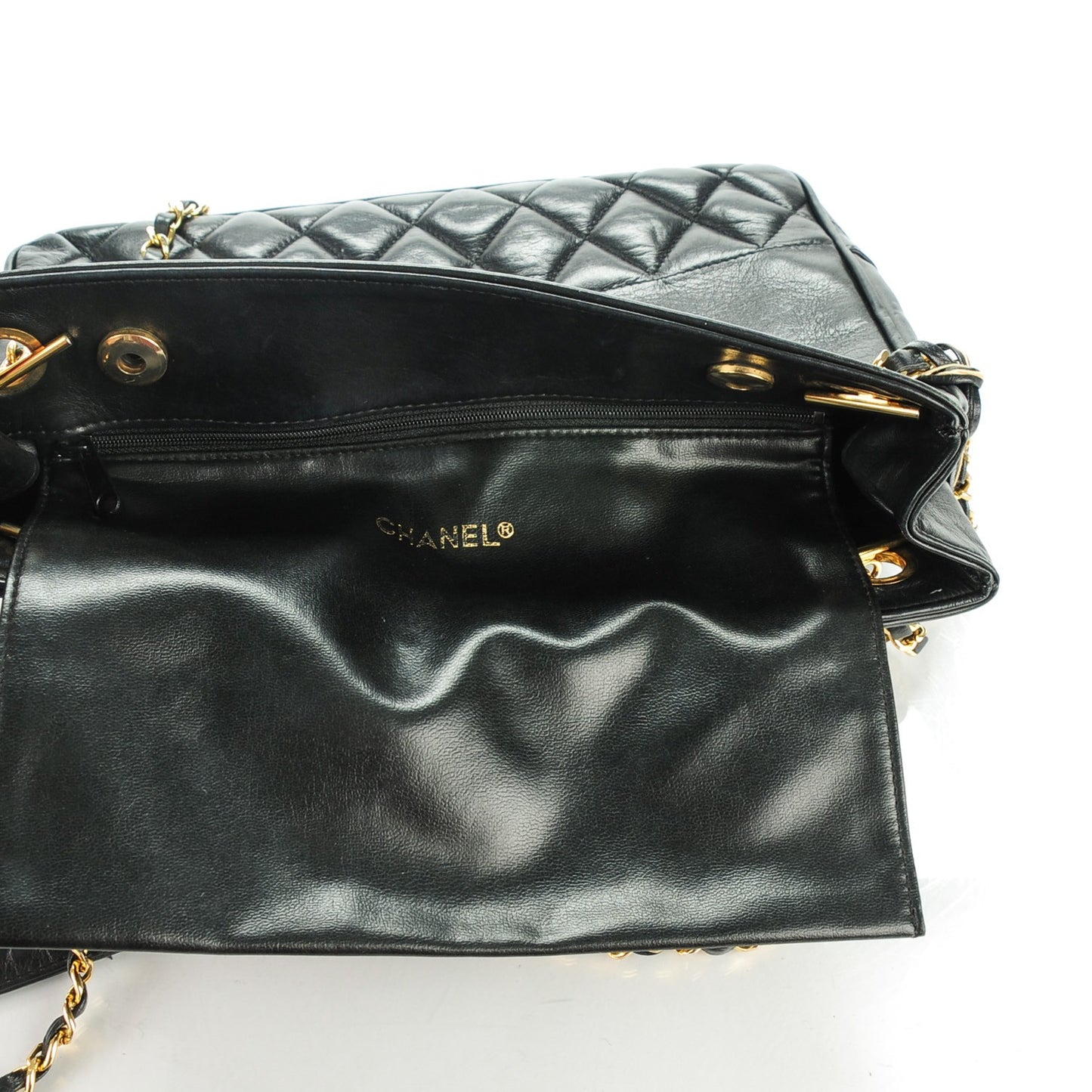 Lambskin Quilted Shoulder Bag Black
