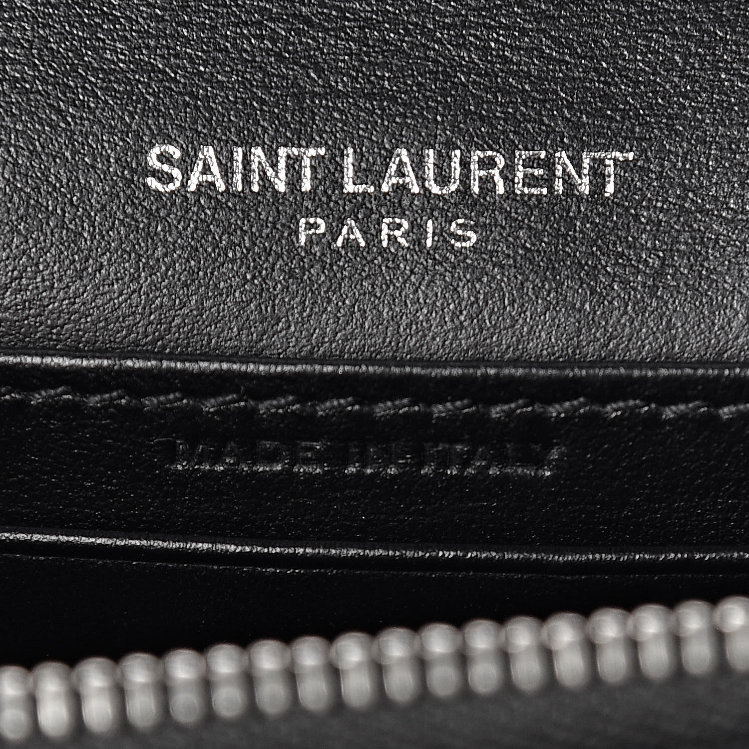 Saint Laurent Calfskin Crocodile Embossed Monogram Sunset Chain Wallet Black 6 of 9