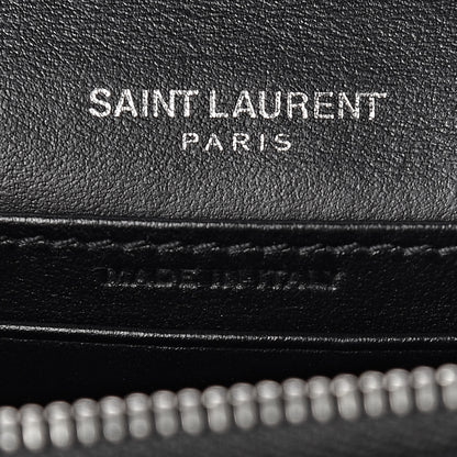 Saint Laurent Calfskin Crocodile Embossed Monogram Sunset Chain Wallet Black 6 of 9