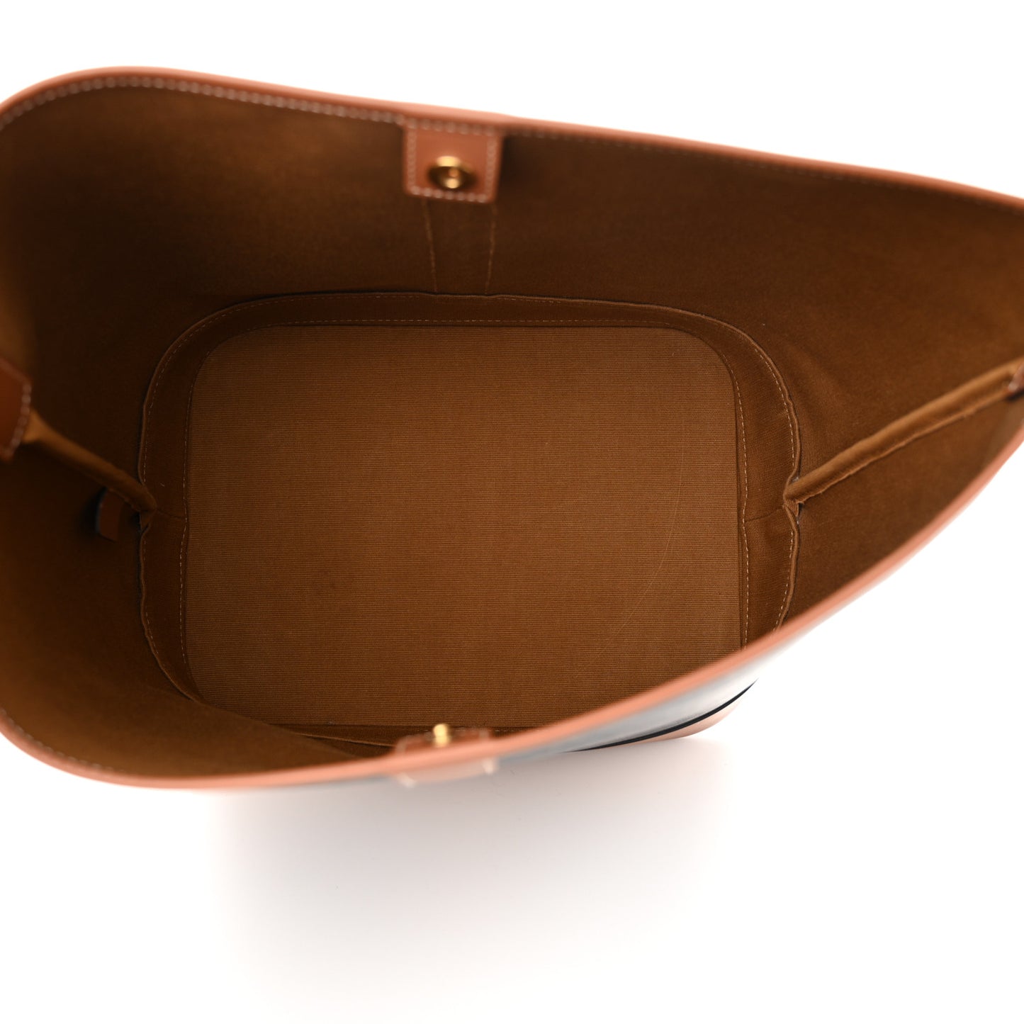 Triomphe Canvas Calfskin Medium Bucket Bag Tan