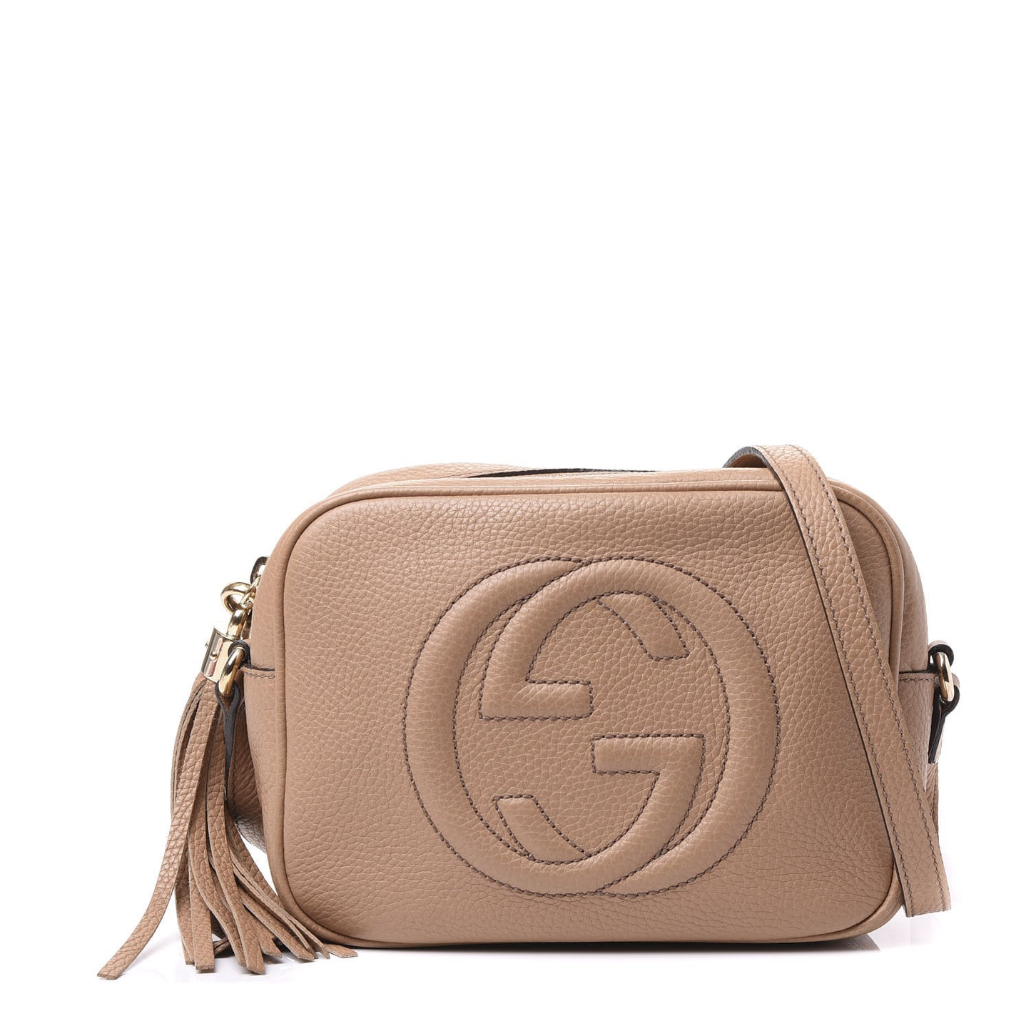 Pebbled Calfskin Small Soho Disco Bag Rose Beige
