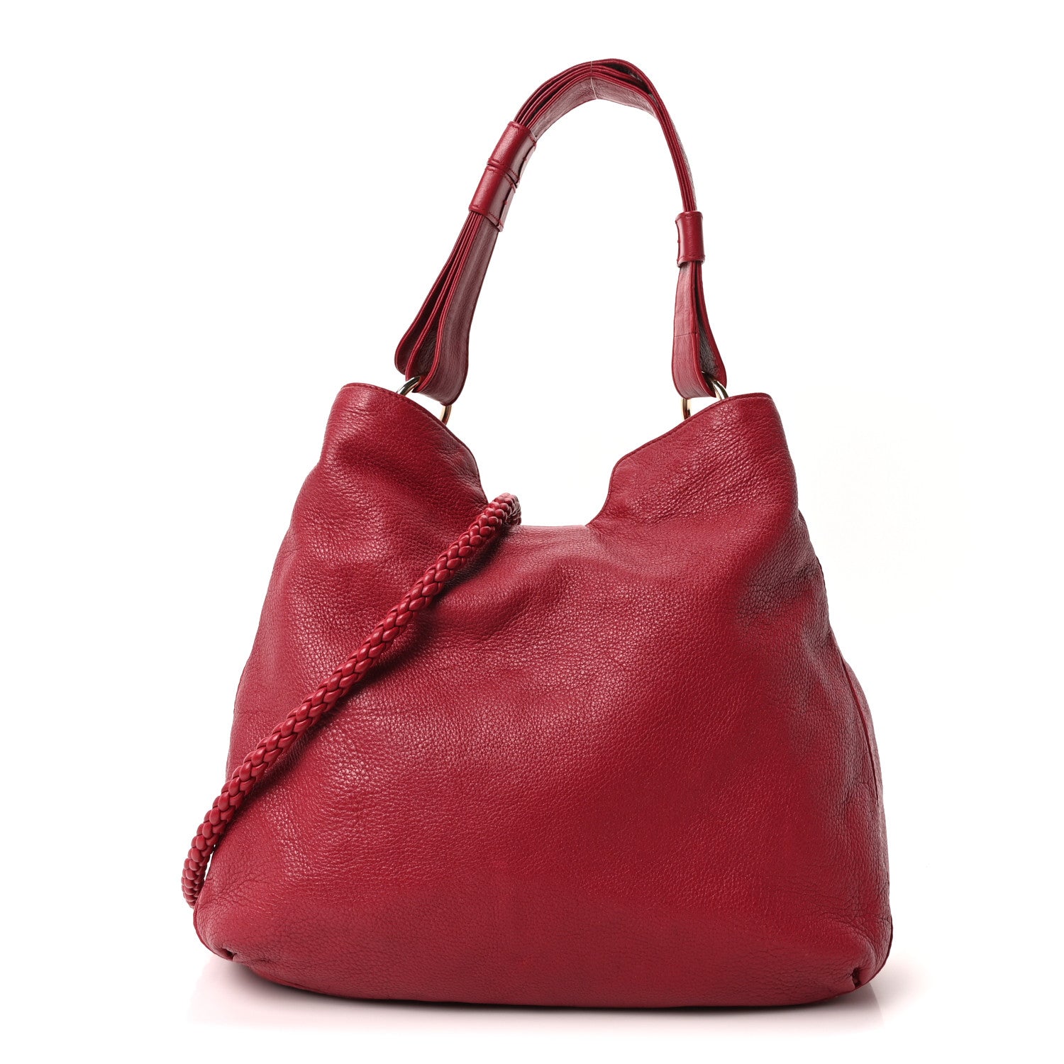 Gucci Pebbled Calfskin Medium G Wave Shoulder Bag Red 2 of 21