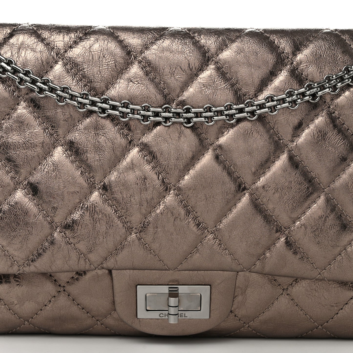 Metallic Aged Calfskin Quilted 2.55 Reissue 227 Flap Pewter